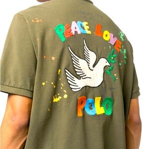 Men’s Polo Ralph Lauren Peace Love Polo Cotton Mesh Polo Shirt